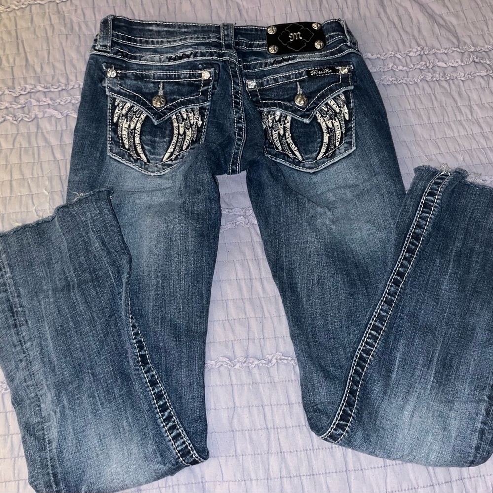 Miss Me Bling Angel Wing Bootcut Jeans 26 Low Rise